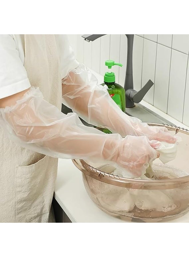 Mitoy 50 Pcs Disposable Long Gloves 60 cm, Waterproof CPE Cleaning Gloves with Elastic Cuff,  Extra Long Arm Gloves for Kitchen Dishwashing, Food Vegetable Washing & Household Cleaning, Thick, Heavy Duty & Clear - Image 5